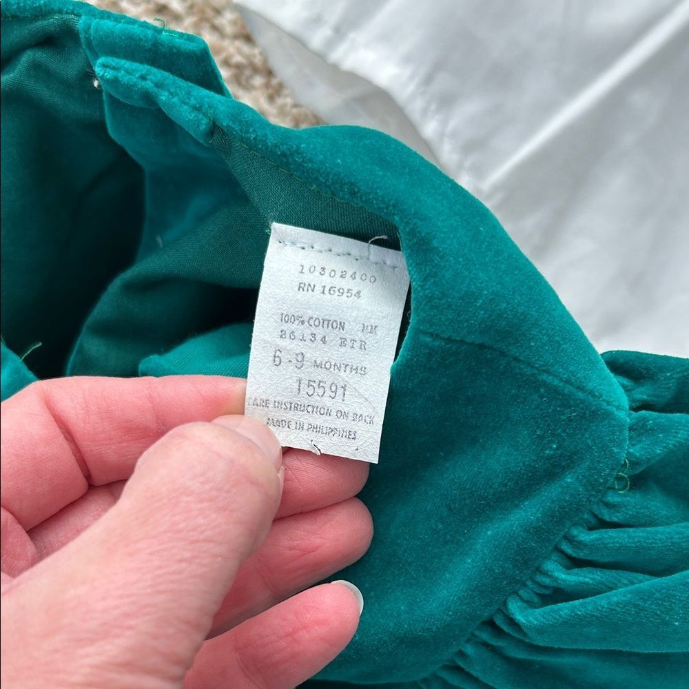 Vintage 80s Green and White Kids Christmas Candy Cane Bear Romper Blouse - Picture 14 of 16